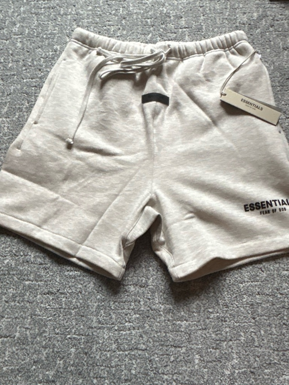 Essentials Men’s Light Cream Drawstring Athletic Shorts
